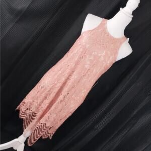 NWT@$70! EXPRESS! SWEET DUSTY MELON PINK LACE SHIFT DRESS, SLEEVELESS! SZ M